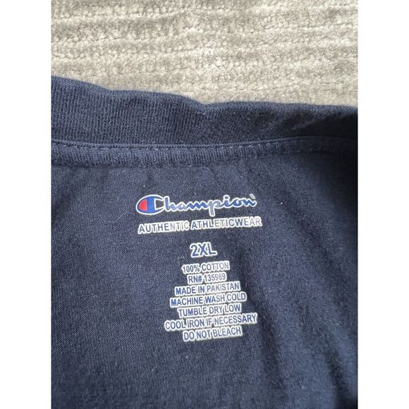 Champion Shirt Mens‎ XXL 2XL Blue Authentic Embroidered Logo Crew Neck Tee - Picture 9 of 9